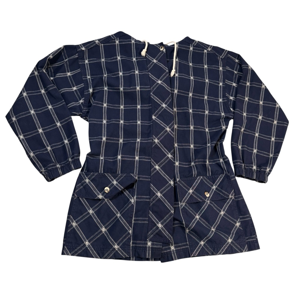 Vintage OshKosh B'gosh Navy Plaid 100% Cotton Anorak Jacket Made in USA Small